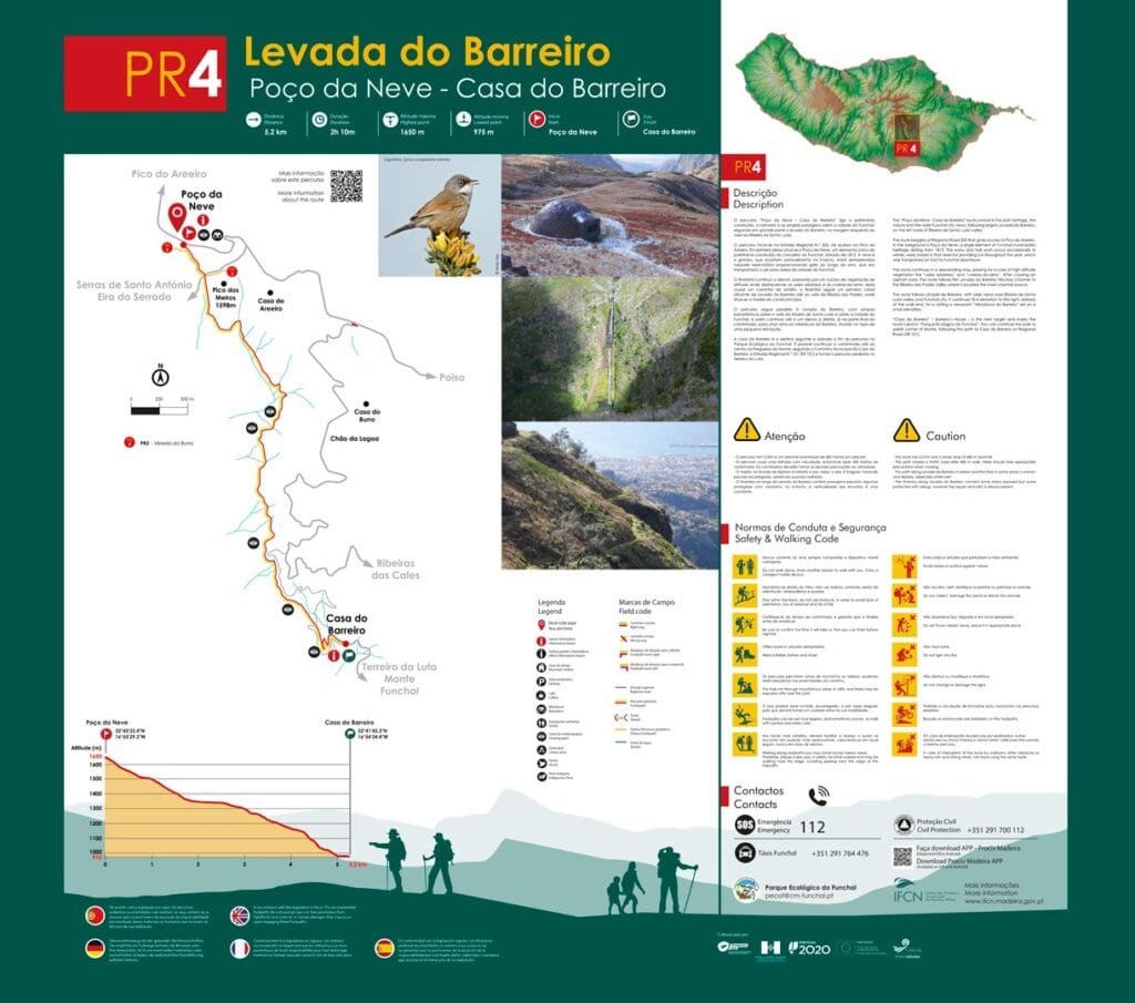 Karte der PR 4 – Levada do Barreiro