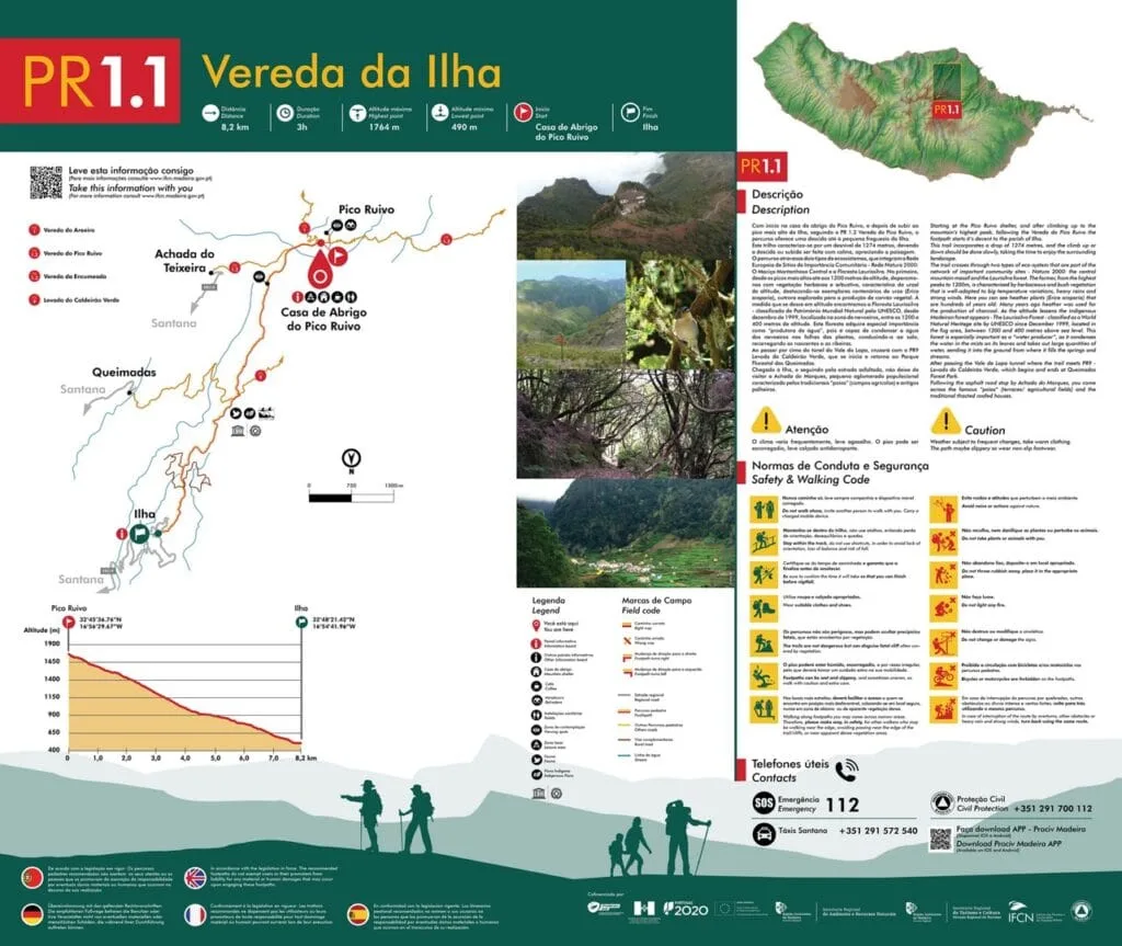 Karte der PR 1.1 – Vereda da Ilha