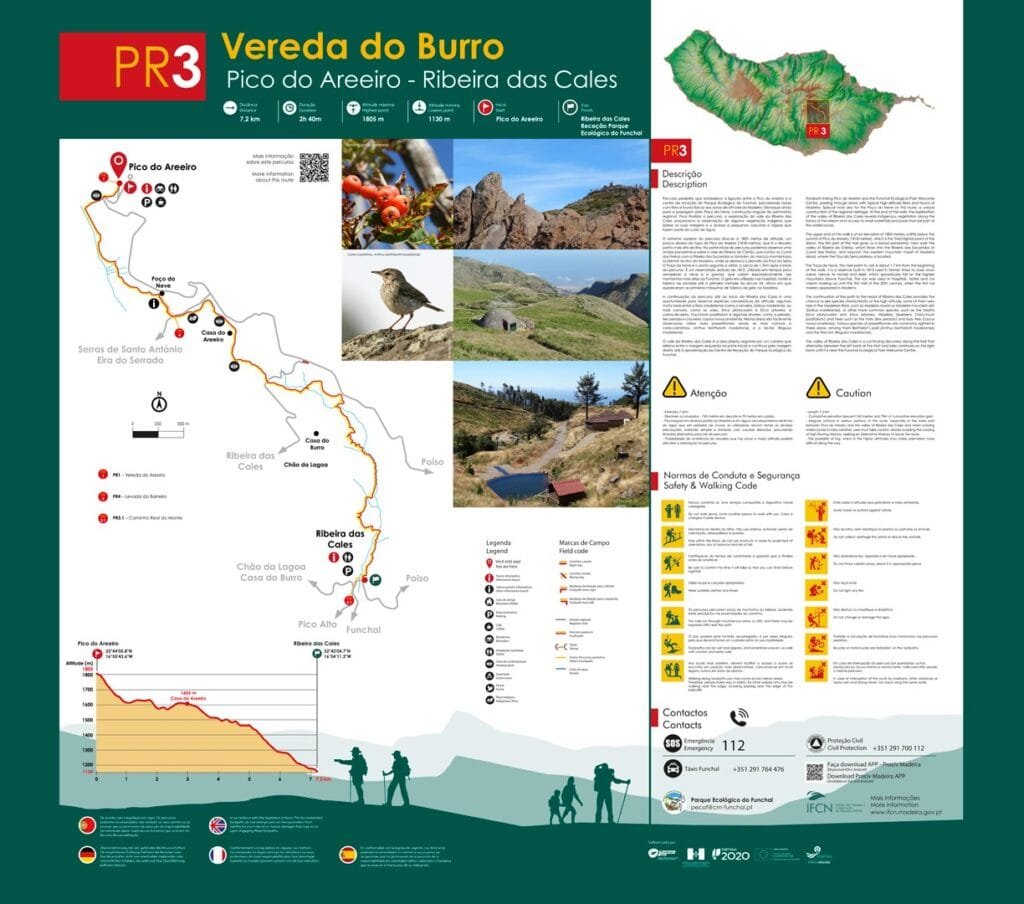 Karte PR 3 – Vereda do Burro auf Madeira